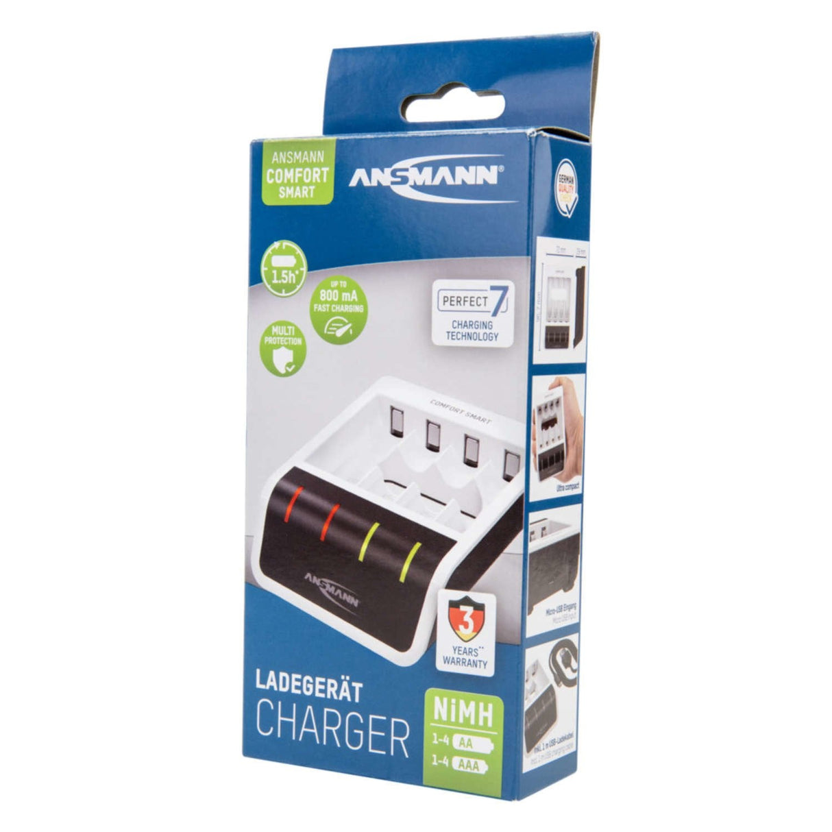 Cargador Ansmann Comfort Smart Entrada Usb Para 1-4 Nimh