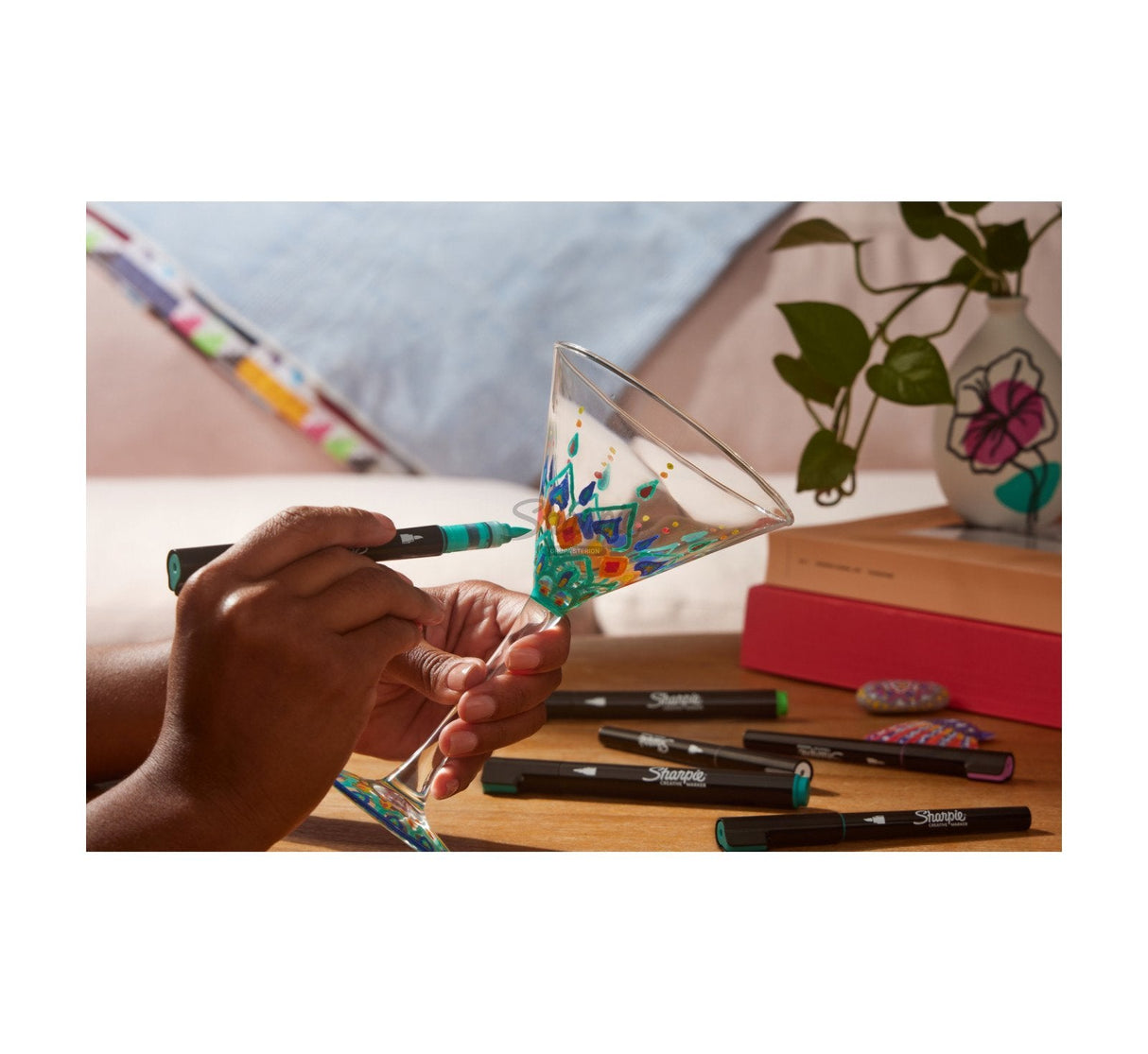 Sharpie Kreativmarker Pinselspitze Acryl Lila Azul Rot 5er