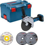 Amoladora Angular Bosch Professional Biturbo Gws 18v-180 P Ø 180 Mm Sin Batería Ni Cargador, Con 3 Discos De Corte, En L-Boxx