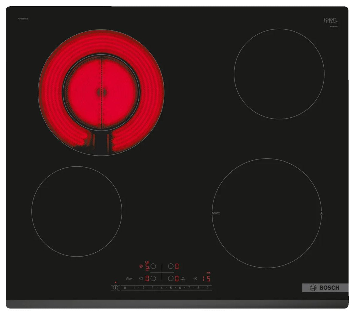 EAN 4242005289509 - Bosch PKF631FP3E hobs Negro Integrado 60 cm Cerámico 4 zona(s) imagen 1