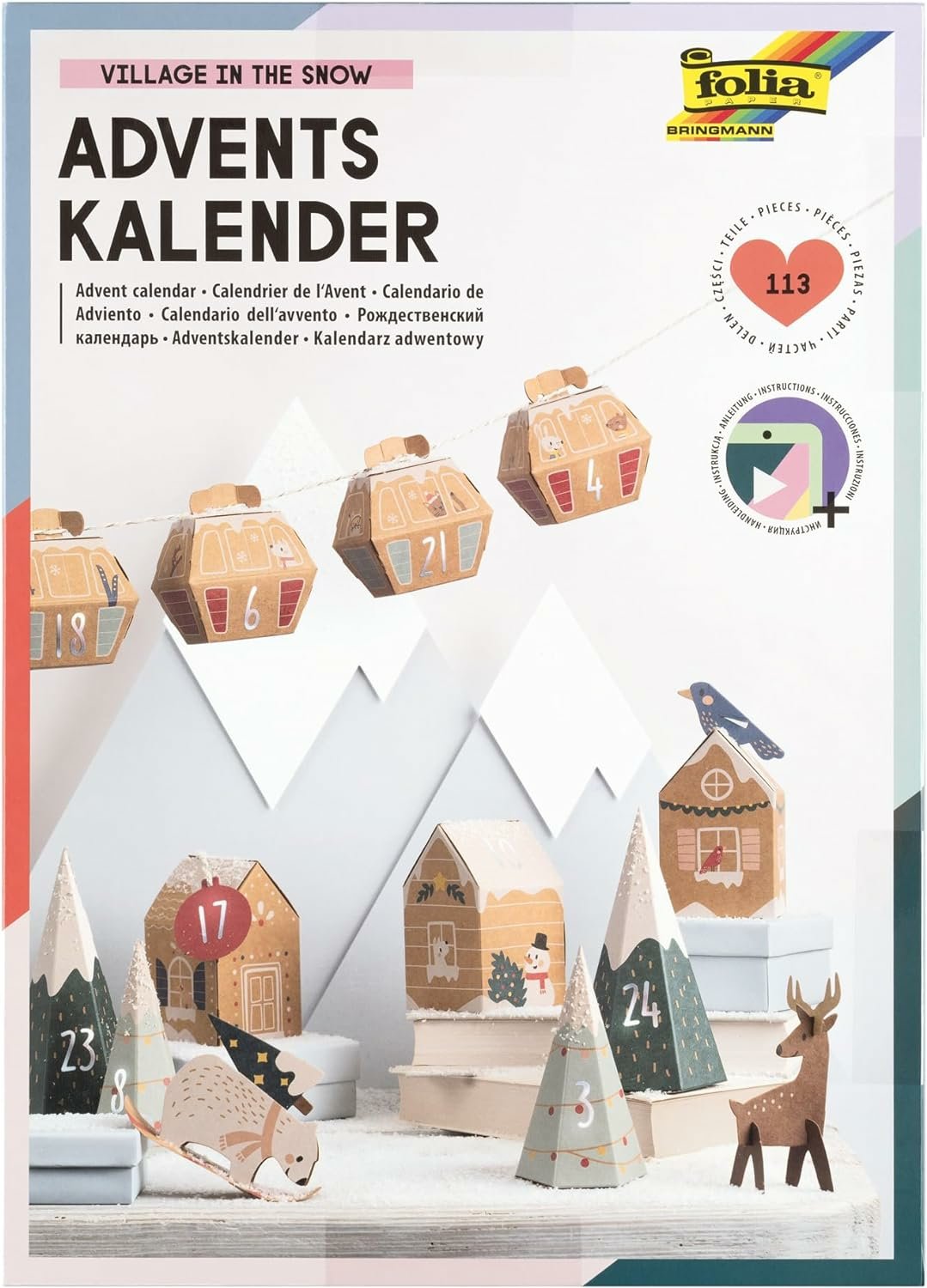 Folia Adventskalender Bergdorf Multicolor