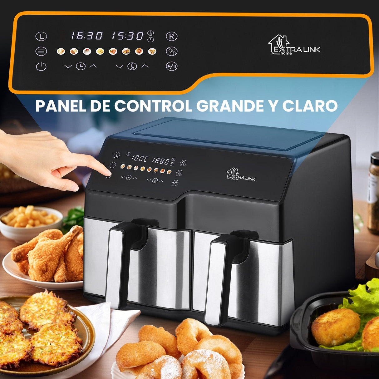 Extralink Home Air Fryer 10l (6l+4l) Eu Sj-1000 2500w