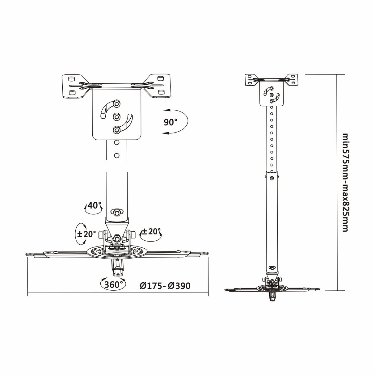 EAN 8436574703481 - AISENS CP02TSRE-051 montaje para projector Techo Negro imagen 5