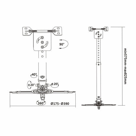 EAN 8436574703481 - AISENS CP02TSRE-051 montaje para projector Techo Negro imagen 5