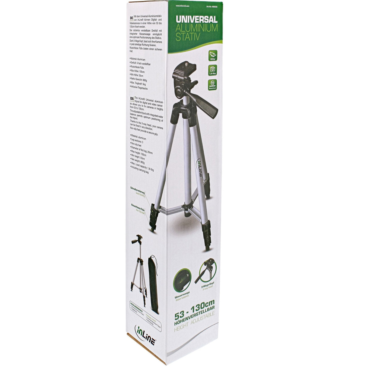 Trípode Aluminio Profesional Inline 3 Patas Hasta 1,30m