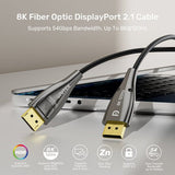 Unitek C1631abk01-20m 8k Fibra Óptica Displayport 2.1 Cable 20m