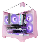 Caja Microatx Gaming Mars Gaming Mcvisionmp Triple Cristal Templado Gpu 330mm 1x3.5 1x2.5 Rosa