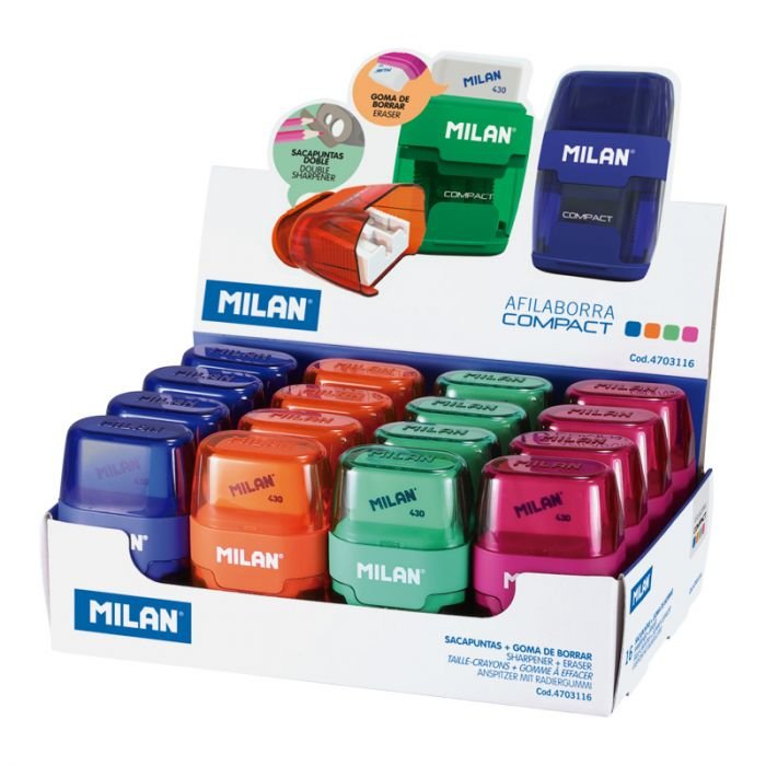 Milan Afilaborras Compact 6,7x4x2,5 Cm Expositor 4 Colores -16u-