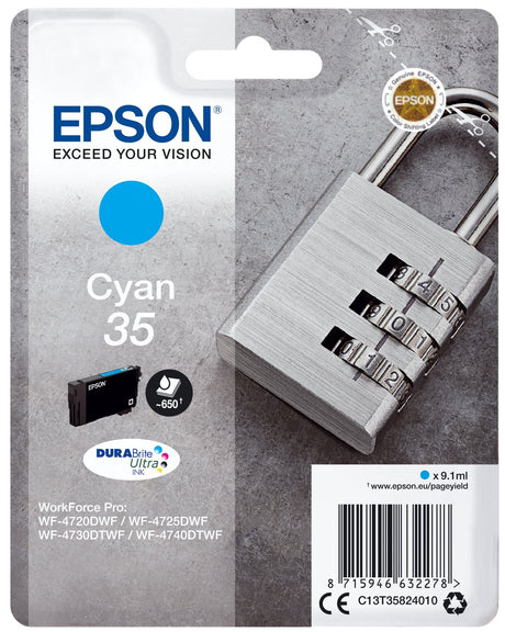 EAN 8715946632278 - Epson Padlock C13T35824010 cartucho de tinta 1 pieza(s) Original Rendimiento estándar Cian imagen 1
