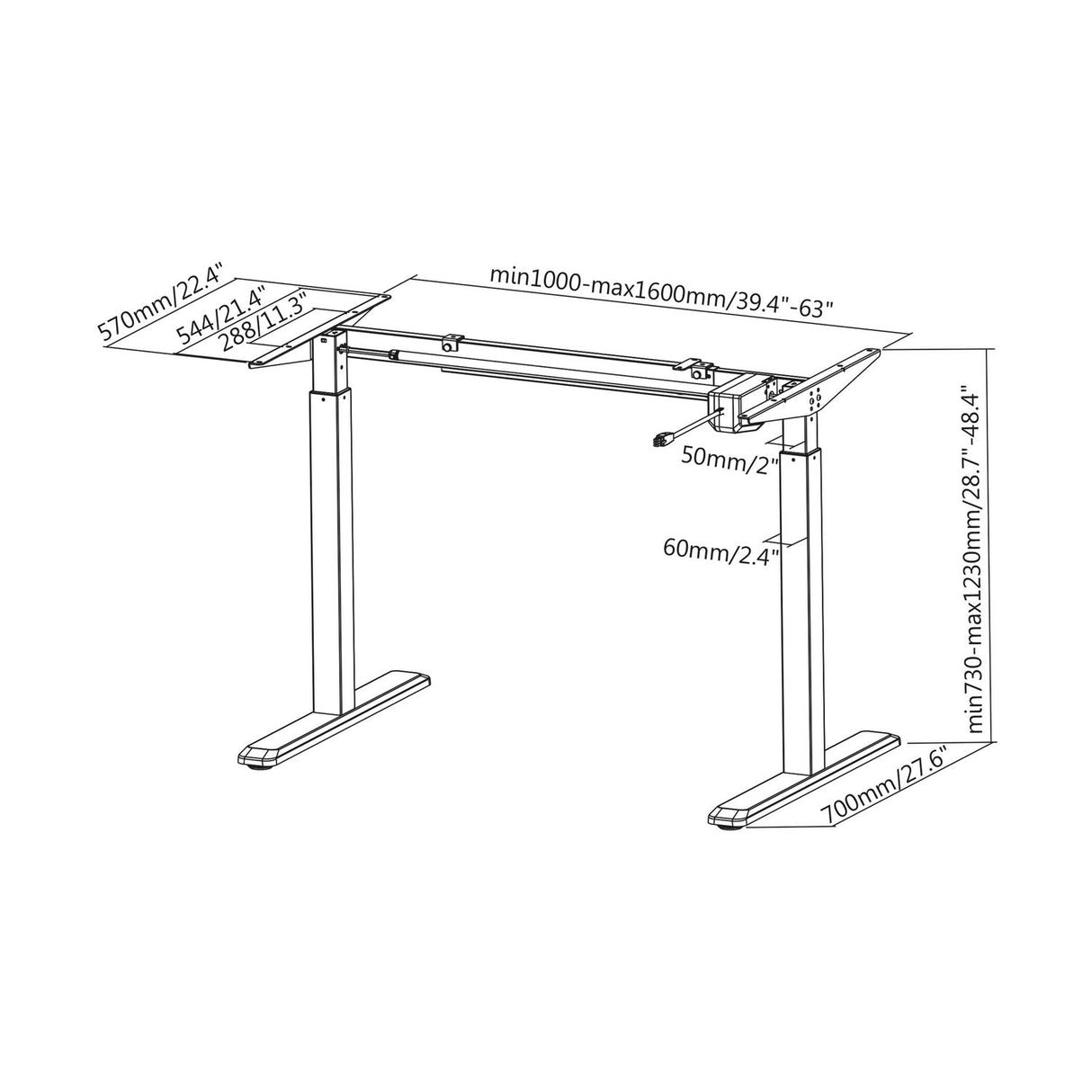 Aisens Bastidor De Escritorio Motorizado - Altura Ajustable Panel De Control - 80kg - Negro