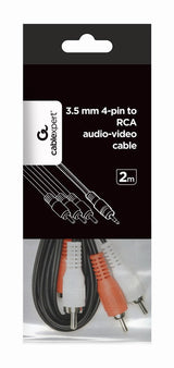 Gembird Cca-4p2r-2m Cable De Audio Jack 3.5 Mm (4 Pines) M / 3x Rca (Cinch) M, 2m, Negro