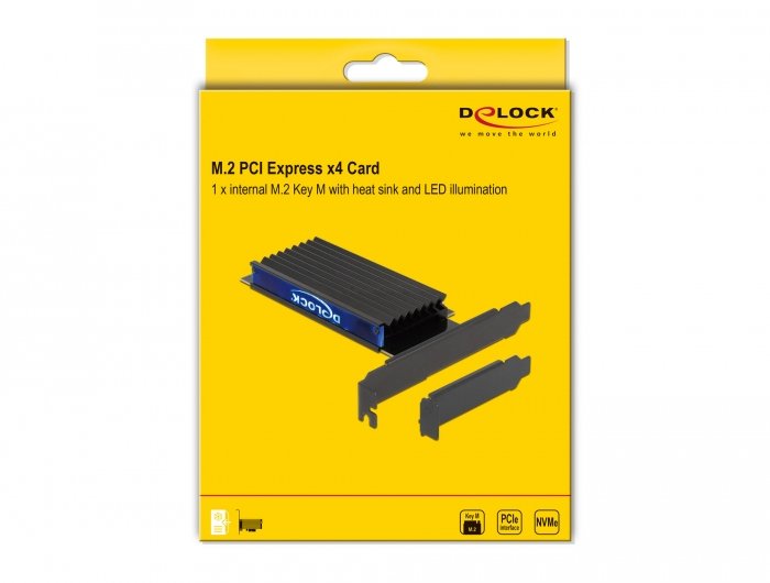 Tarjeta Delock Pci Express X4 A 1 X Nvme M.2 Key M Interno Con Disipador De Calor