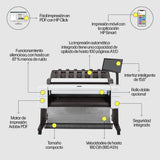 Impresora Hp Designjet Multifunción Postscript T2600 36 Pulgadas