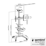 Gembird Aluminum Tv Floor Stand With Caster Wheels 37-70" White