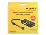 Delock Adapter Mini Displayport 1.2 Stecker > Vga   Hdmi   Dvi Buchse 4k Passiv Schwarz