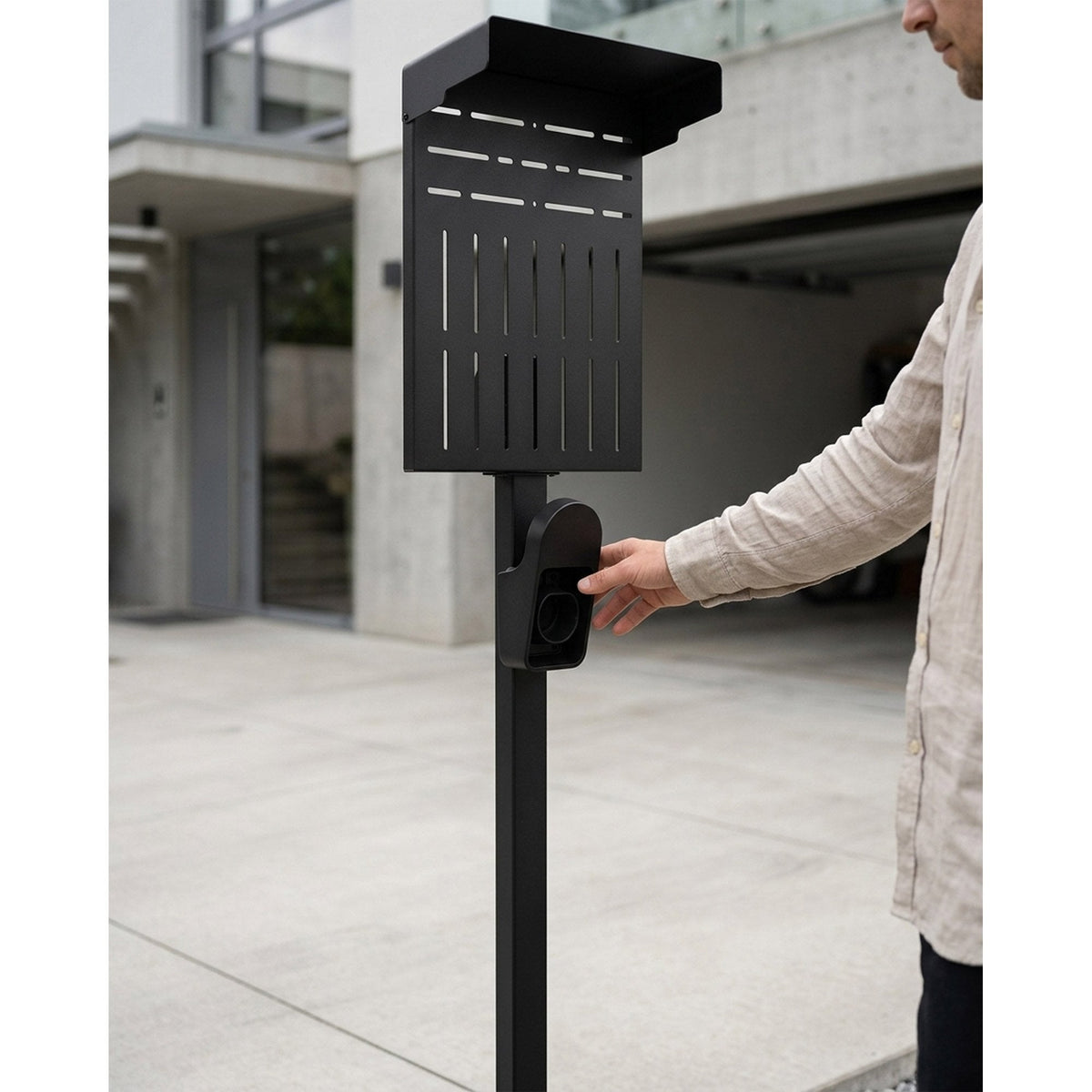 Inline® Universal Wallbox Stand With Ev Charging Cable Holder, Black
