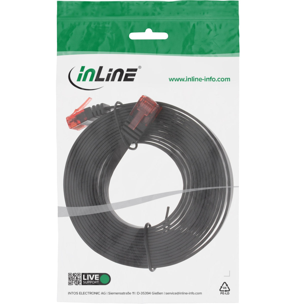 Inline Flat Ultraslim Cable De Red U/Utp Cat.6 Gigabit Ready Negro 5m