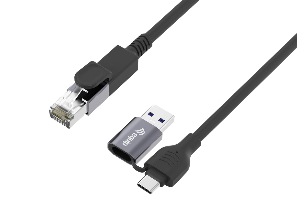 Cable Adaptador De Red Equip Usb-C + A A Rj45 Gigabit Ethernet 5.0m Negro