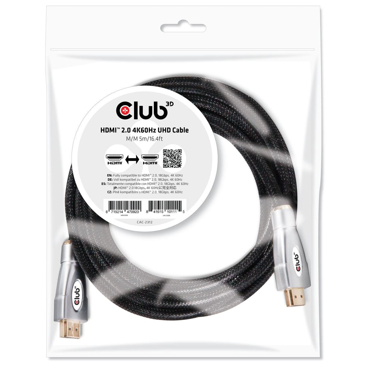 EAN 0841615101115 - CLUB3D CAC-2312 cable HDMI 5 m HDMI tipo A (Estándar) Negro imagen 3