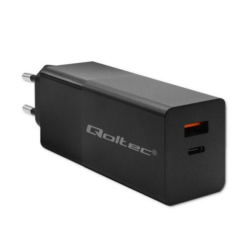 Qoltec 52382 Gan Power Pro Charger 1xusb Tipo C 1xusb A 100w 5-20v 1.5-5a Pd Black