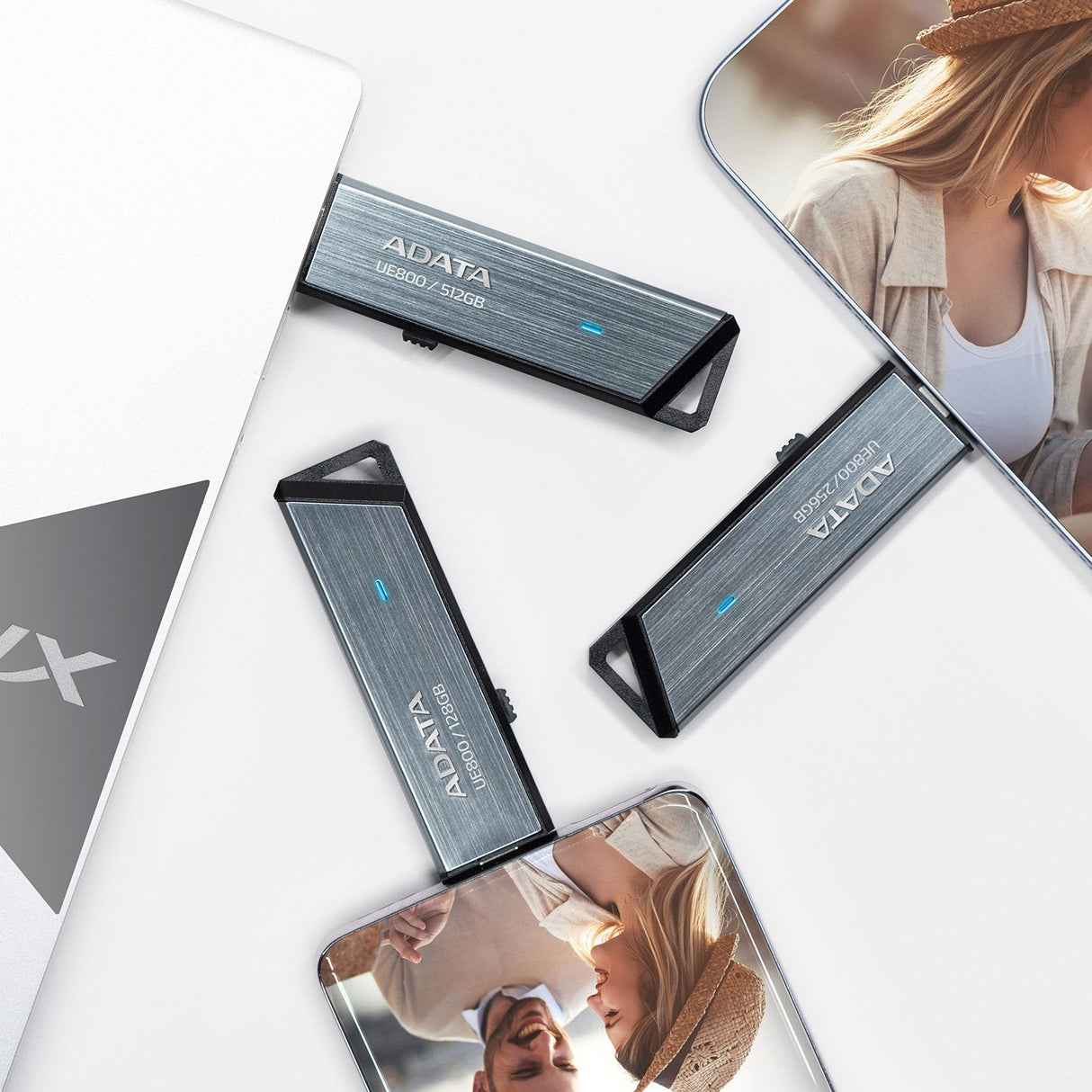 Memoria  Adata Ue800 2 Tb, Usb De Aluminio (Cepillada), Usb-C 3.2 (10 Gbit/S) Aeli-Ue800-2t-Csg