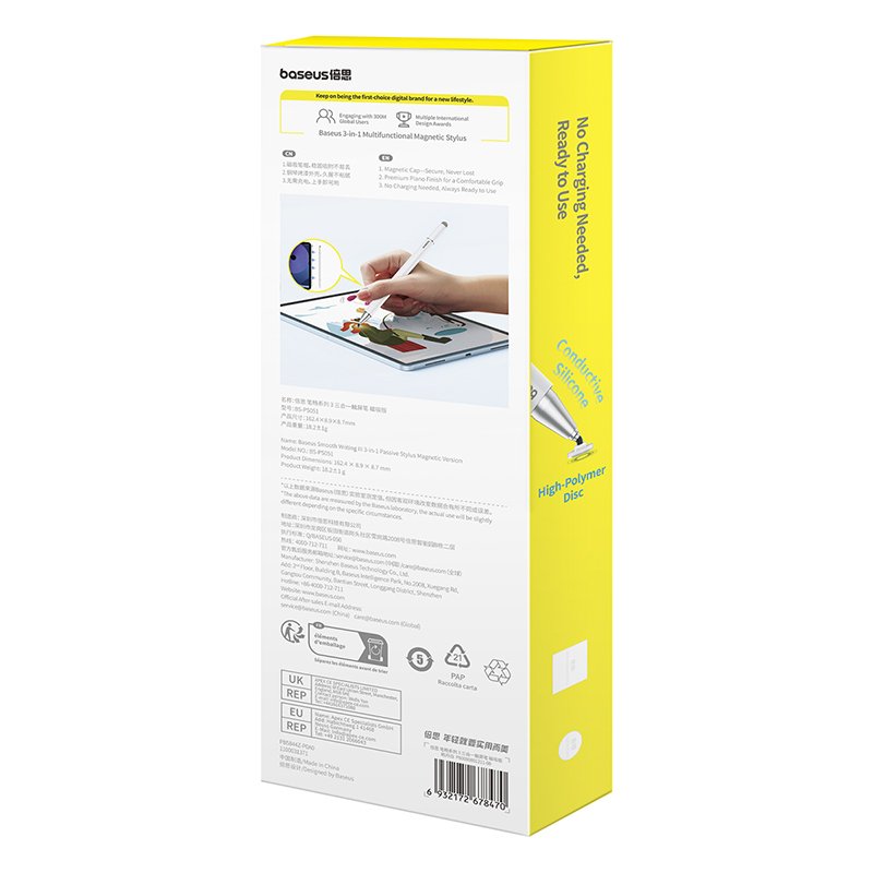 Baseus Stylus Magnético 3 En 1 Smooth Writing Iii Blanco