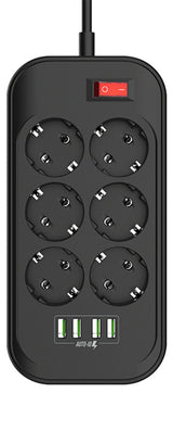Colorway Cw-Che64b Base Múltiple 2 M 6 Salidas Ac Interior Negro