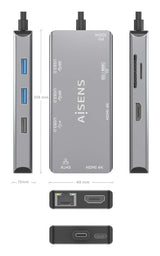 EAN 8435739901724 - AISENS ASUC-9P018-GR base para portátil y replicador de puertos Alámbrico USB 3.2 Gen 1 (3.1 Gen 1) Type- imagen 4