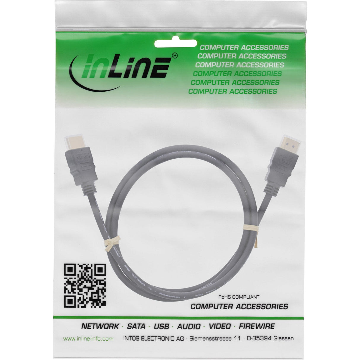 Inline® Hdmi Cable, Hdmi High Speed With Ethernet, Macho / Male, Negro, 2m