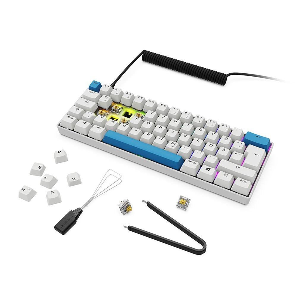 Sharkoon Skiller Sgk50 S4 Gen2 Pbt, Teclado De Juegos White, De-Layout, Gateron G Pro 3.0 Amarillo 4044951041947