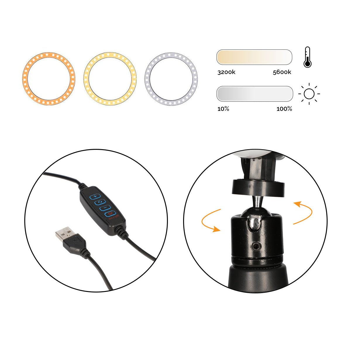 Ksix Kit Studio Live Anillo Led Con Trípode Para Smartphone