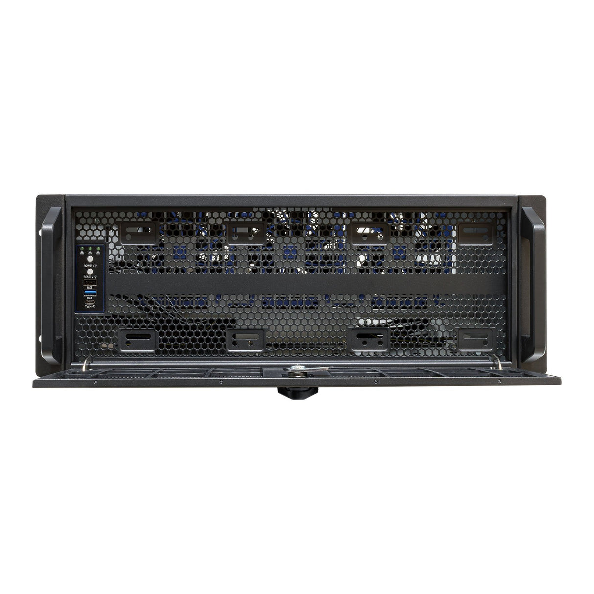 Caja Rack 19" Unykach 4u Sin Fuente Negro Plata 6 Bahias Int 1xusb2.0 1xusb3.0 1xusb-C