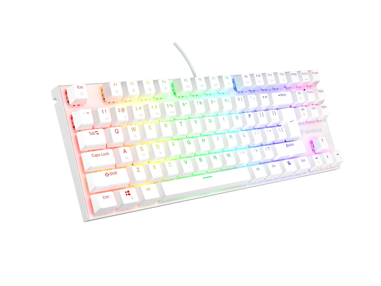 Teclado (Ingles) Mecánico Gaming Genesis Thor 303 Tkl Blanco Ee. Uu. Rgb