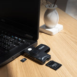 Lector Tarjetas Dnie, Sim, Sd/Tf, Usb-A Negro