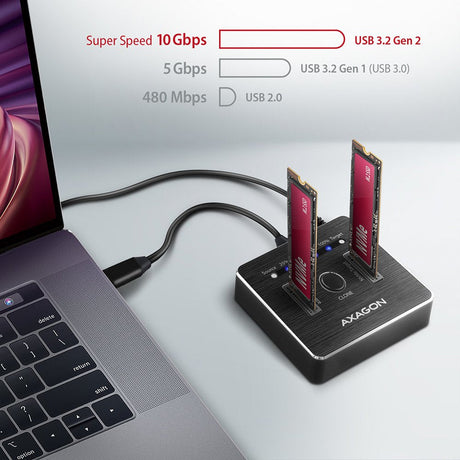 EAN 8595247906496 - Axagon ADSA-M2C base de conexión para disco duro USB 3.2 Gen 2 (3.1 Gen 2) Type-C Negro imagen 3