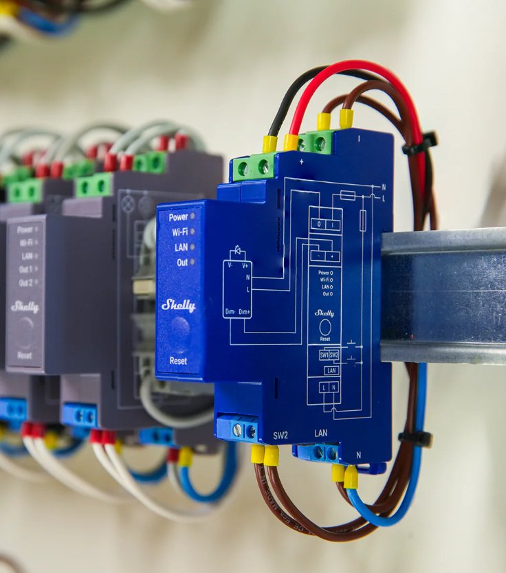 Shelly · Hutschiene · \"Pro Dimmer 0/1-10v Pm\" · Messfunktion · Wlan · Lan · Bt