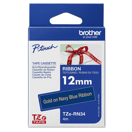 EAN 4977766770439 - Brother TZE-RN34 cinta para impresora de etiquetas Oro sobre azul marino imagen 5