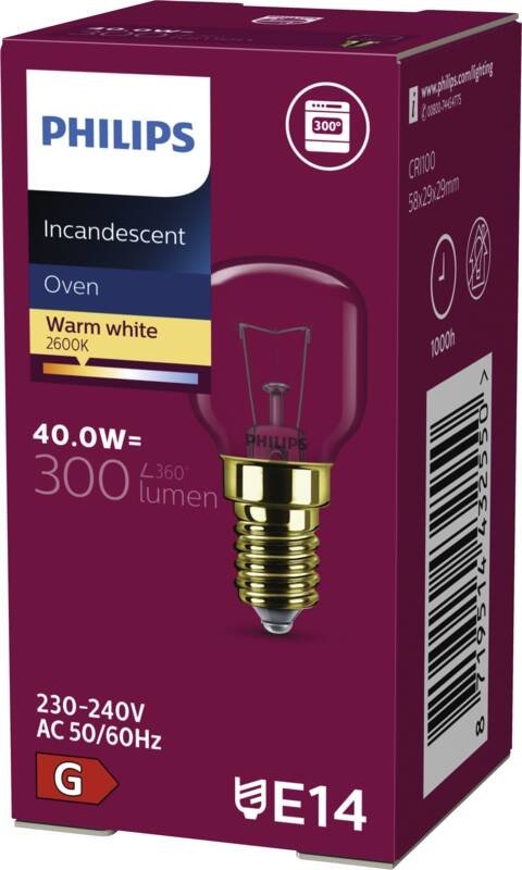 Phi App 40w E14 230-240v T29 Ov Backofenlampe Birnform