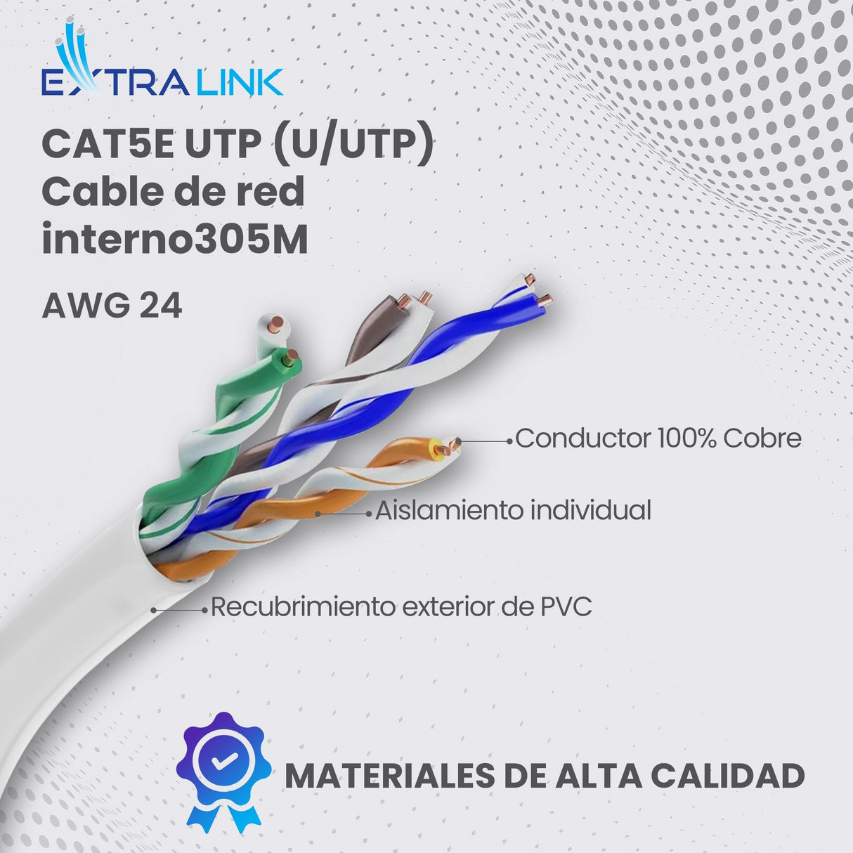 Cable Red Extralink Cat5e Utp (U/Utp) V2 Twisted Pair 305m