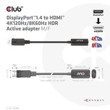 EAN 8719214472740 - CLUB3D CAC-1088 adaptador de cable de vídeo 0,21 m Negro imagen 3