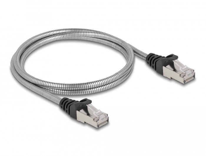 Delock 80249 Cable De Red Rj45 Cat.6a Macho A Macho S/Ftp Negro, 2 M, Con Cable Cat.7 Bruto Apto Para Uso Industrial Y En Exteriores