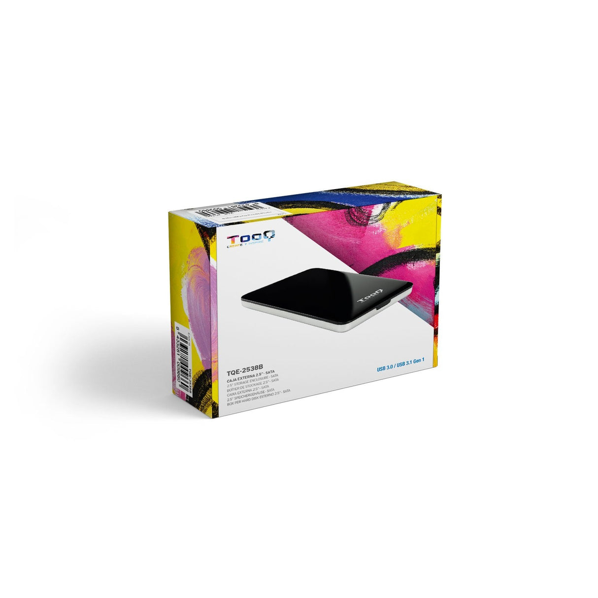 Tooq Carcasa Externa Hdd/Sdd 2.5" Hasta 7,0mm Sata Usb 3.0/3.1 Gen 1 - Ultraplana - Negro