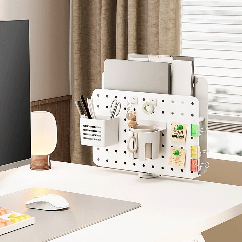 Pegboard, Clamp-On, Office, 362x445mm, Rotating, Blanco