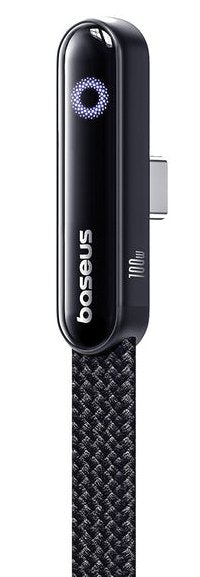 Baseus Type-C Mvp 3 Elbow-Shaped Fast Charging Data Cable 100w, 480mbps, 1m, Black (P10382500121-00)
