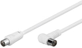 Antenna Connection Cable, Angled, 100% Shielded, White, 2.5