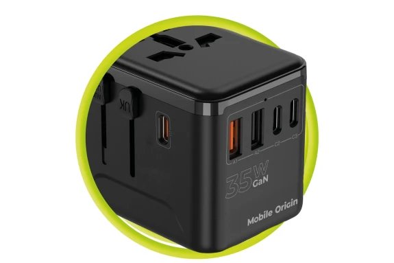Mobile Origin 35w Travel Adapter Gan Pw4 Eu/Uk/Us/Aus 3c+2a