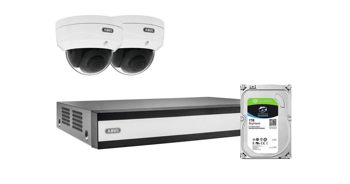 Abus Poe-Video-Set: 2 Mini-Dome-Kameras + Nvr