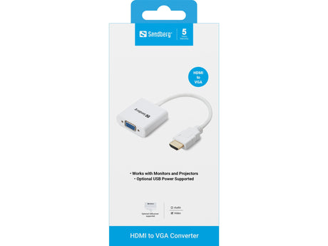 EAN 5705730508691 - Sandberg 508-69 adaptador de cable de vídeo VGA (D-Sub) HDMI tipo A (Estándar) Blanco imagen 2