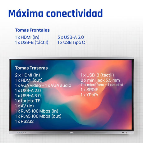 EAN 8435364318812 - iggual Orchid 75" Panel plano interactivo 190,5 cm (75") LED Wifi 400 cd / m² 4K Ultra HD Negro Pantalla  imagen 6