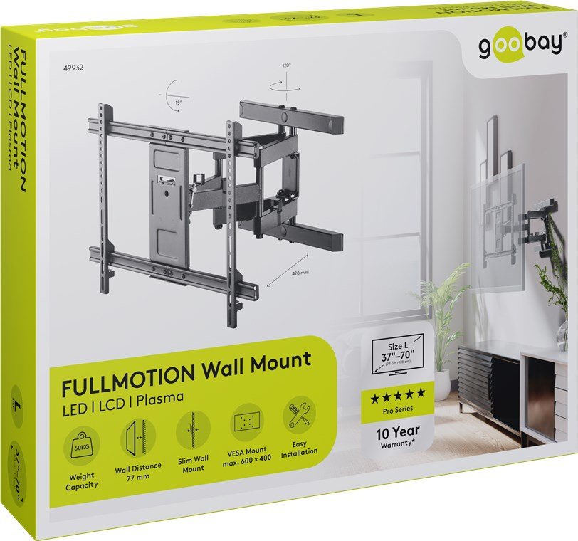 Soporte Tv/Mon Goobay Pared Negro Fullmotion L